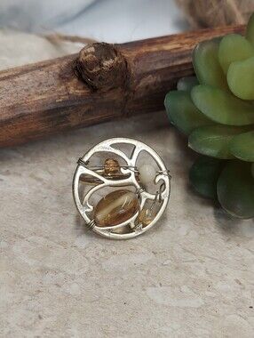 R305 Artisan Wire Wrapped Gold-Tone Mixed Beaded Round Adjustable Ring